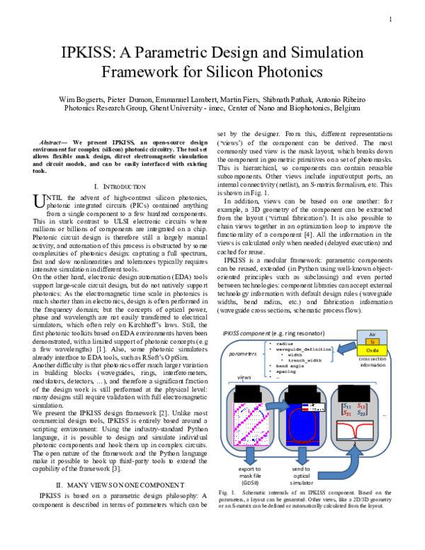 (PDF) IPKISS: A parametric design and simulation framework for silicon ...