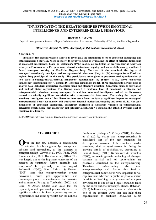 (PDF) Investigating the relationship between emotional intelligence and ...
