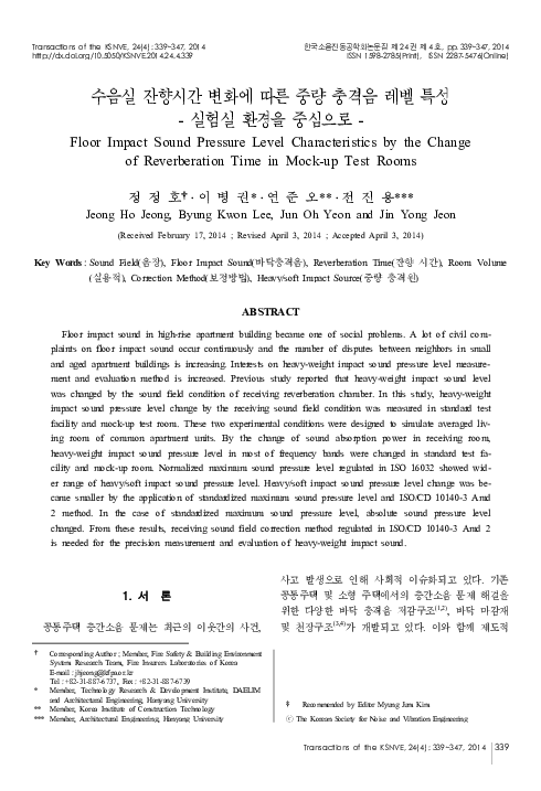 (PDF) Floor Impact Sound Pressure Level Characteristics by the Change ...