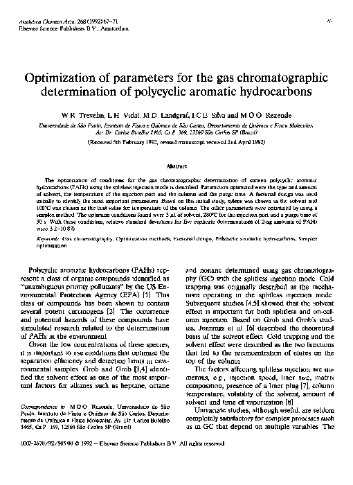 (PDF) Optimization of parameters for the gas chromatographic ...