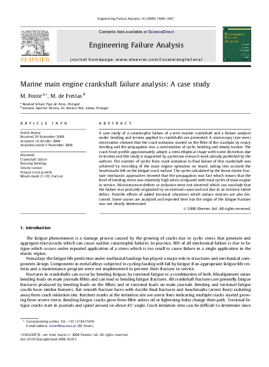 (PDF) Marine main engine crankshaft failure analysis A case study
