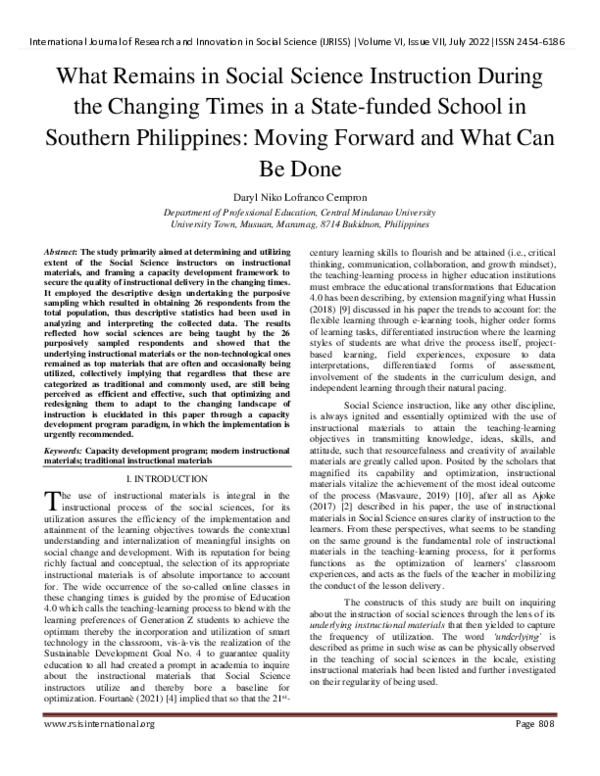 (PDF) What Remains in Social Science Instruction During the Changing ...