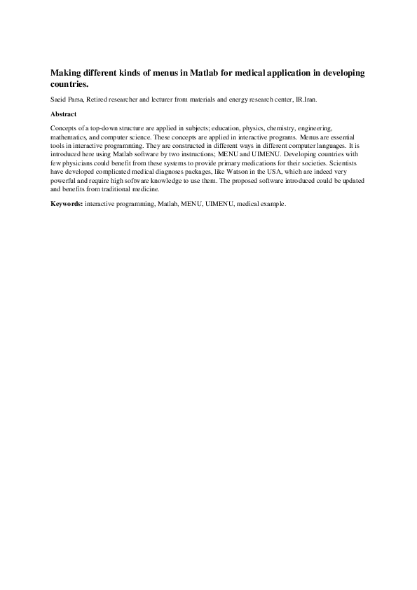 (PDF) Making Different Kinds of Menus in Matlab for Medical Application ...