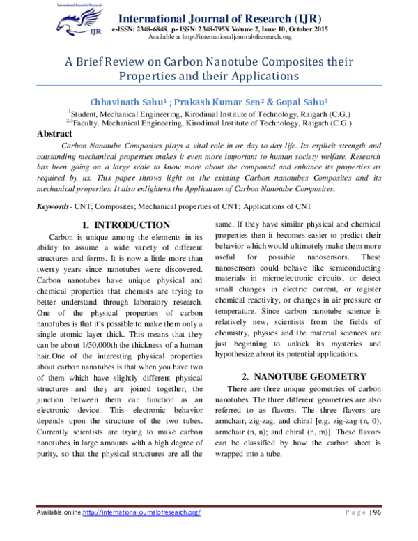 (PDF) A Brief Review on Carbon Nanotube Composites their Properties and ...