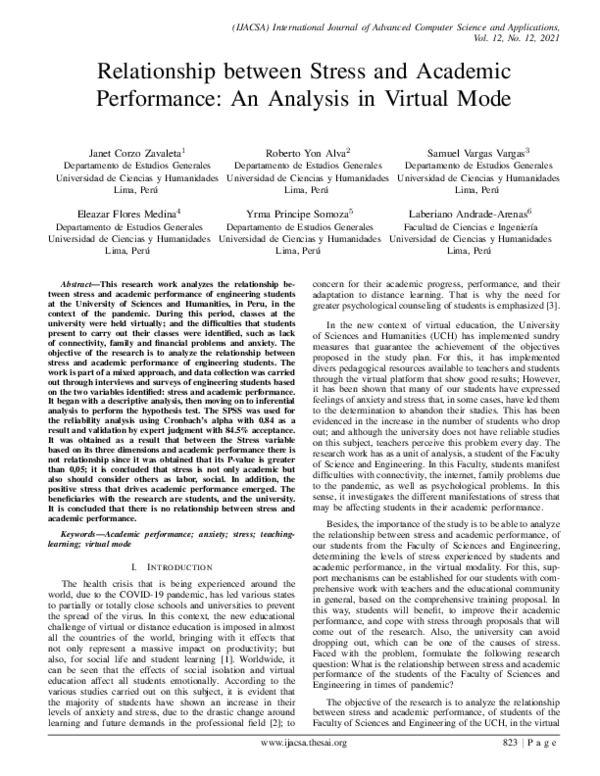 (PDF) Relationship between Stress and Academic Performance: An Analysis ...