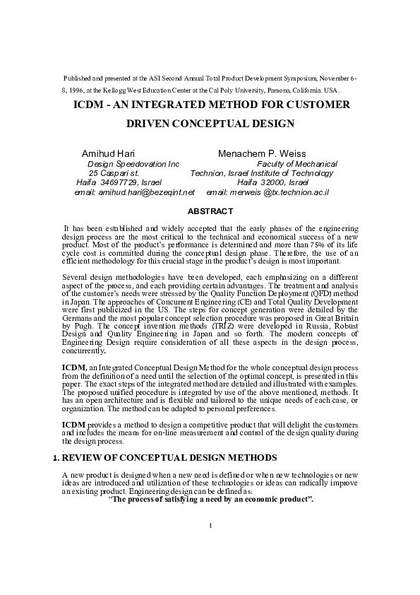 (PDF) ICDM - an Integrated Methodology for the Conceptual Design of New ...