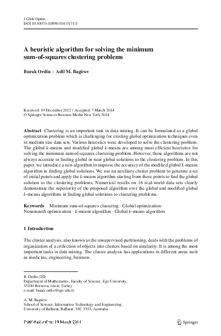 (PDF) A heuristic algorithm for solving the minimum sum-of-squares ...