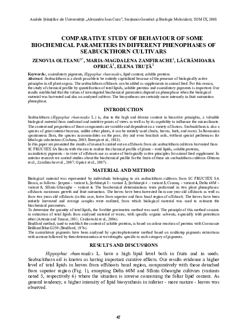 (PDF) Comparative study of behaviour of some biochemical parameters in ...