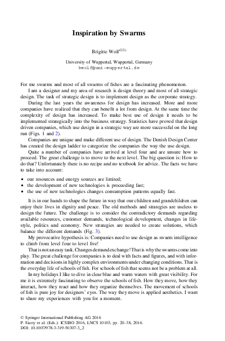 (PDF) Inspiration by Swarms