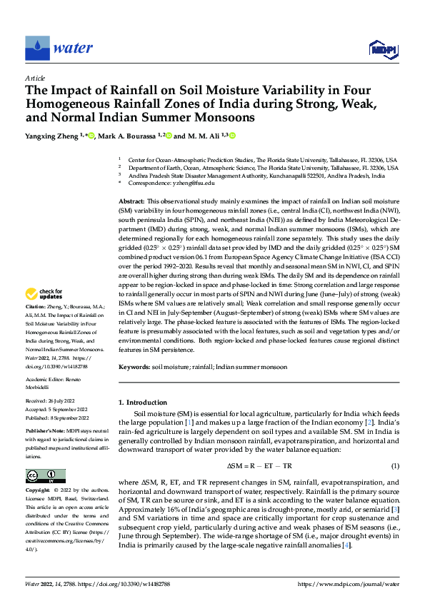 (PDF) The Impact of Rainfall on Soil Moisture Variability in Four ...