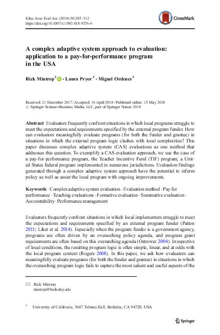(PDF) A complex adaptive system approach to evaluation: application to ...