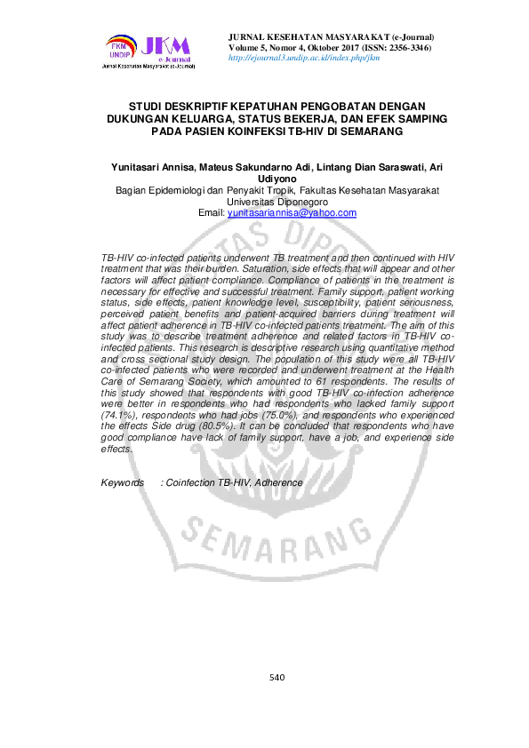 (PDF) Studi Deskriptif Kepatuhan Pengobatan Dengan Dukungan Keluarga ...