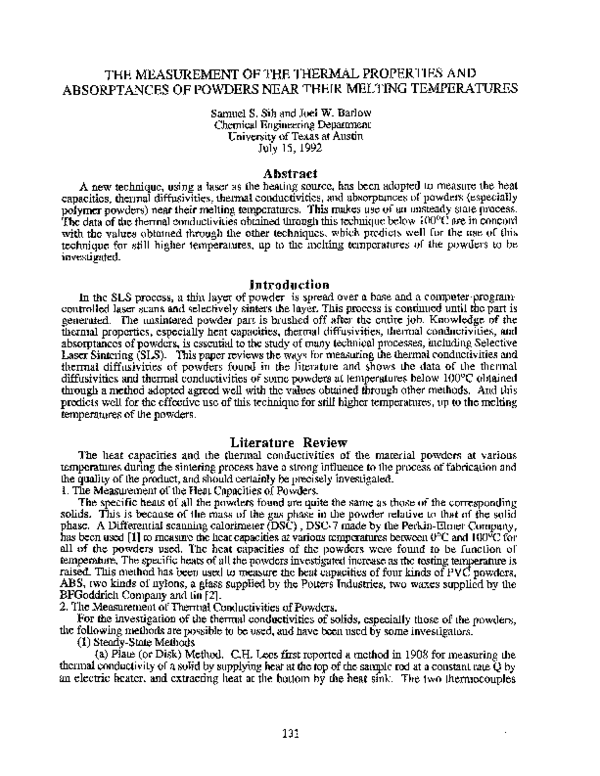 (PDF) The Measurement of the Thermal Properties and Absorptances of ...