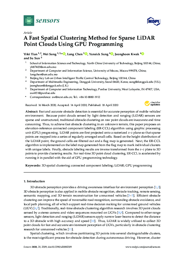 (PDF) A Fast Spatial Clustering Method for Sparse LiDAR Point Clouds ...