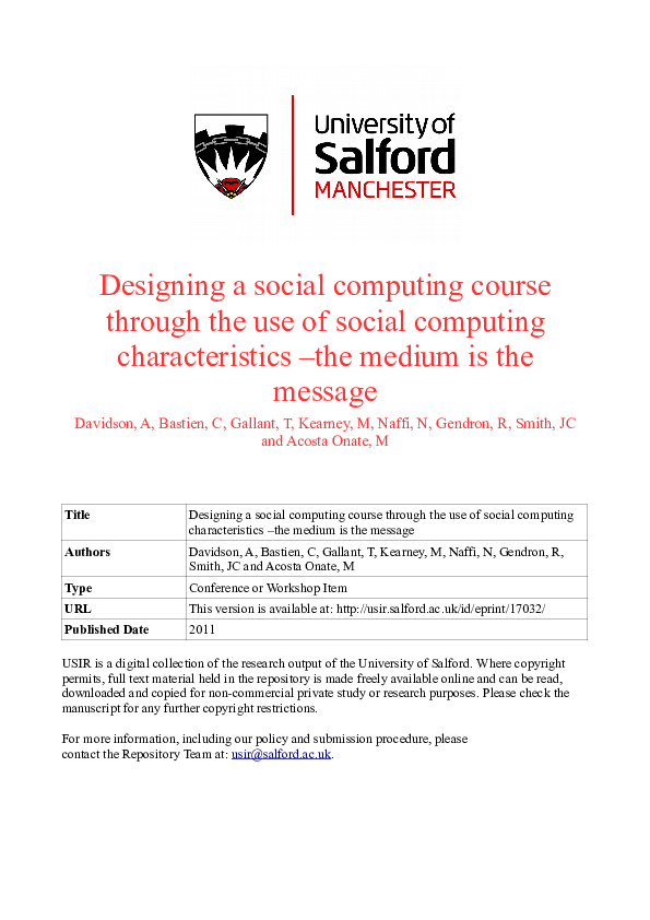 (PDF) Designing a social computing course through the use of social ...