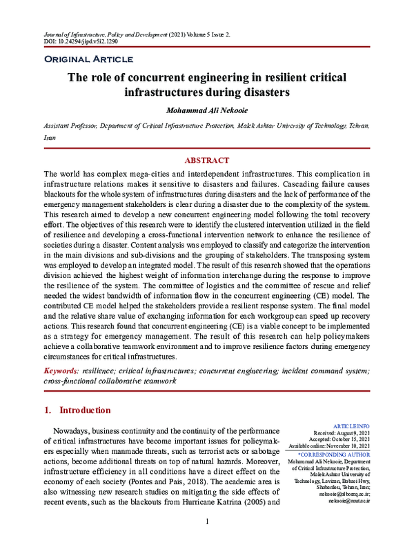 (PDF) The role of concurrent engineering in resilient critical ...