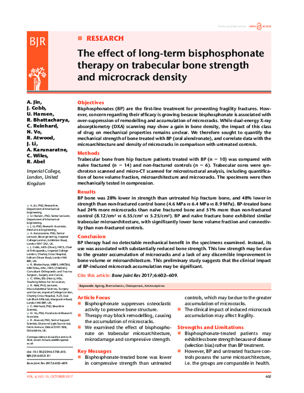 (PDF) The effect of long-term bisphosphonate therapy on trabecular bone ...