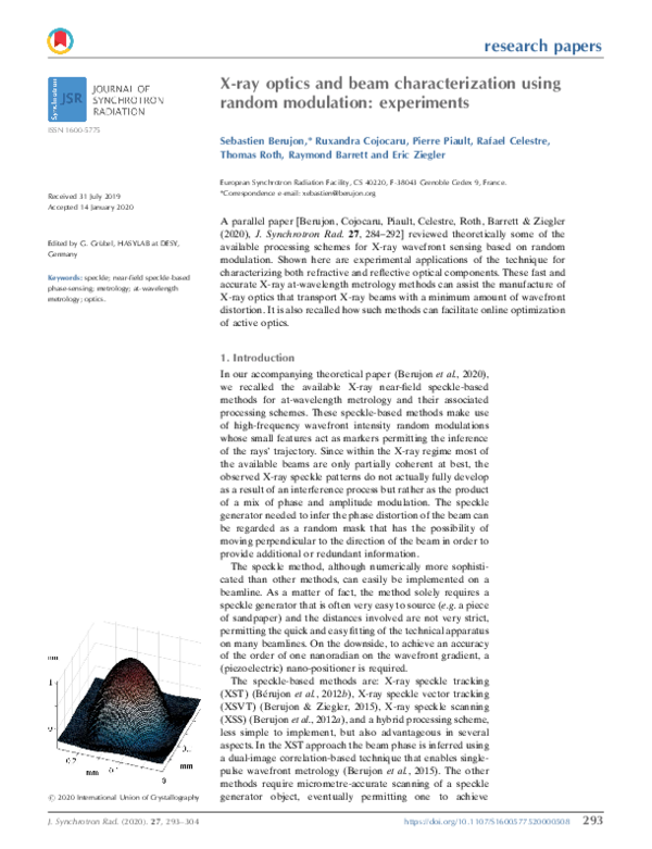 (PDF) X-ray optics and beam characterization using random modulation ...
