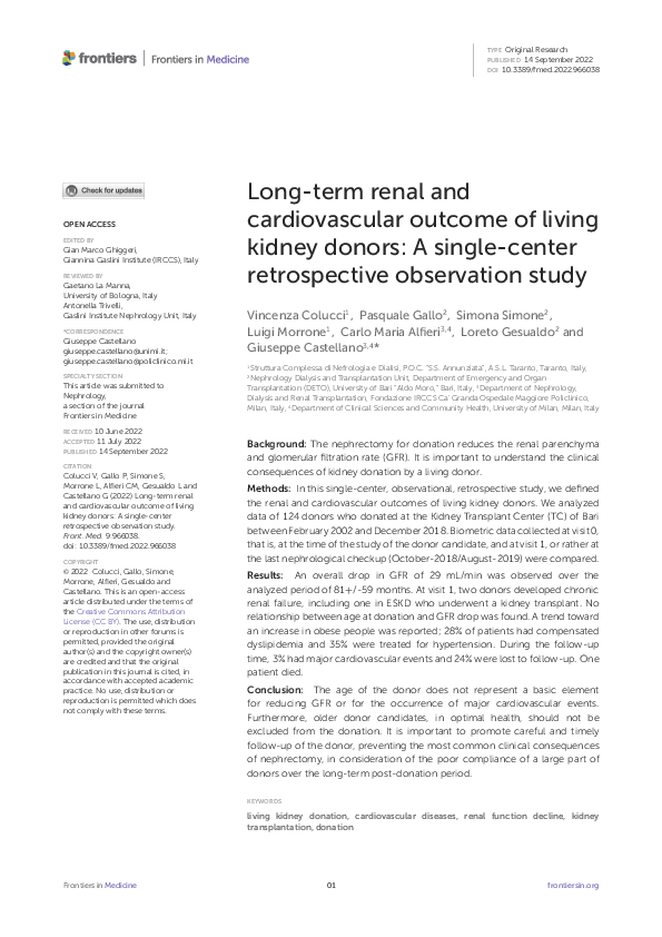 (PDF) Long-term renal and cardiovascular outcome of living kidney ...