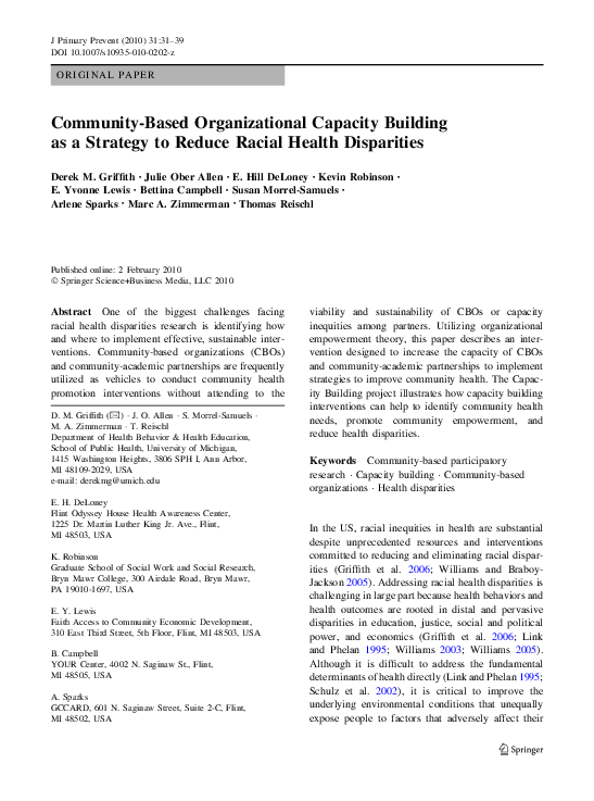 (PDF) Community-Based Organizational Capacity Building as a Strategy to ...