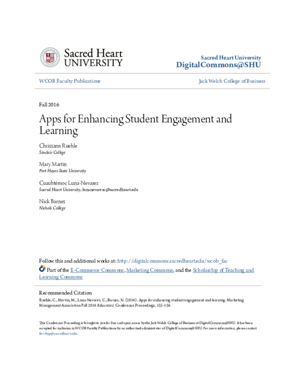 (PDF) Apps for Enhancing Student Engagement and Learning