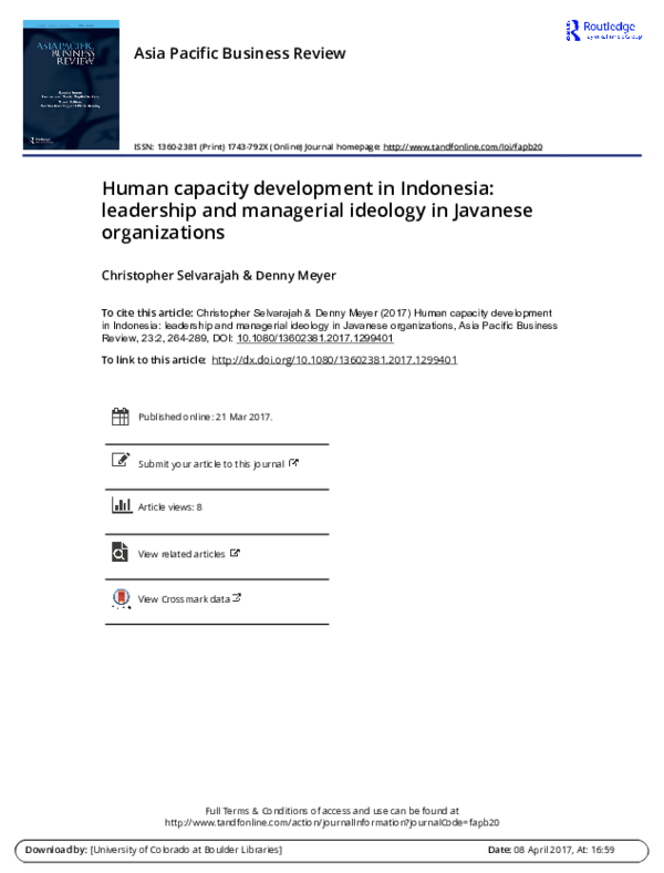 (PDF) Human capacity development in Indonesia: leadership and ...