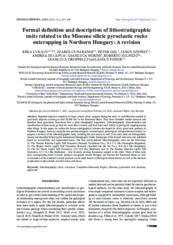 (PDF) Formal definition and description of lithostratigraphic units ...
