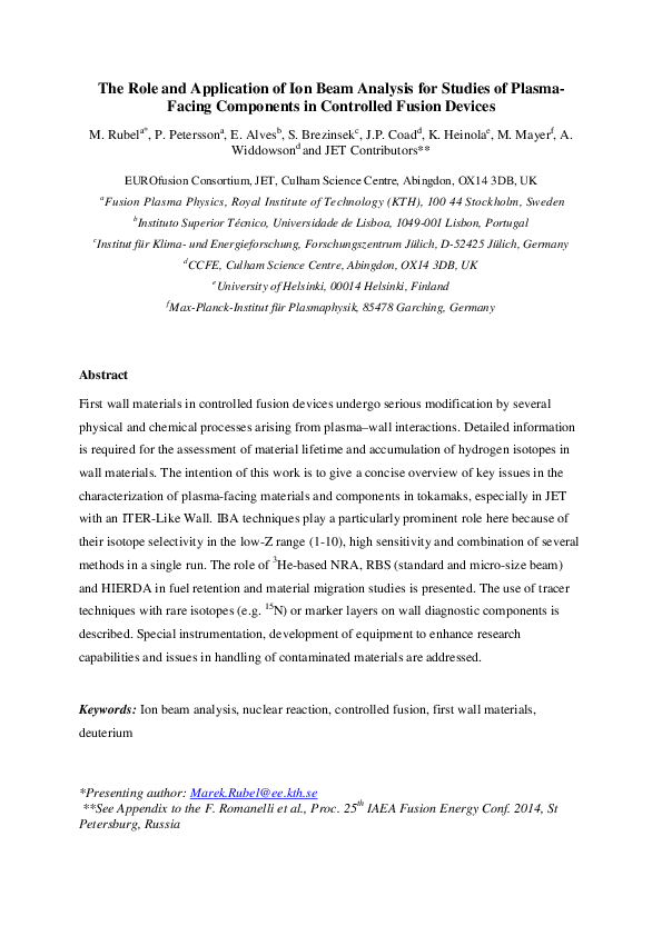 (PDF) The role and application of ion beam analysis for studies of ...