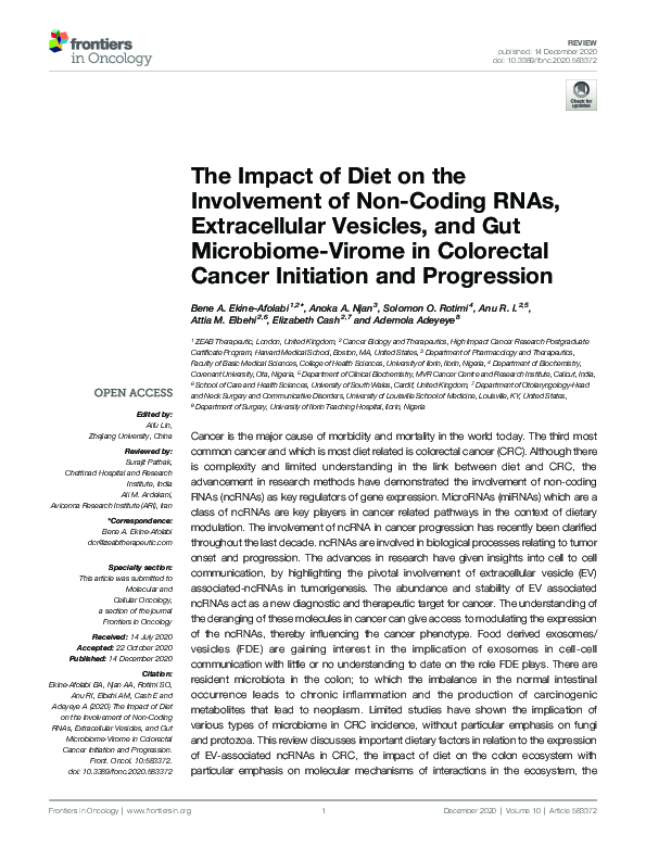 (PDF) The Impact of Diet on the Involvement of Non-Coding RNAs ...