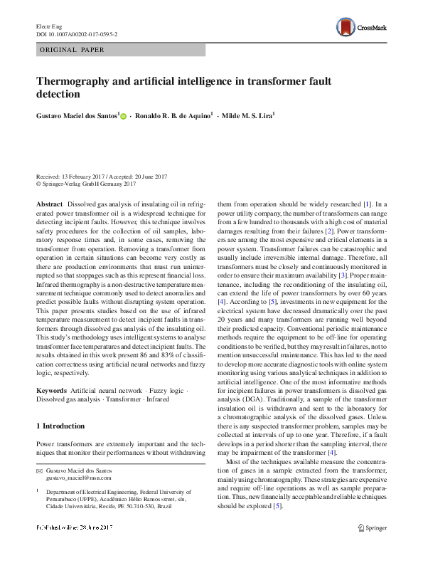 (PDF) Thermography and artificial intelligence in transformer fault ...