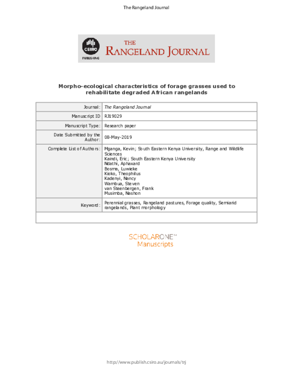 (PDF) For Review Only Morpho-ecological characteristics of forage ...