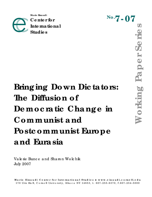 (PDF) Bringing Down Dictators: The Diffusion of Democratic Change in ...