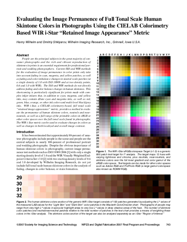(PDF) Evaluating the Image Permanence of Full Tonal Scale Human