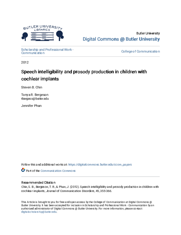 Connected Speech Intelligibility Of Children With Cochlear – ZKRJU