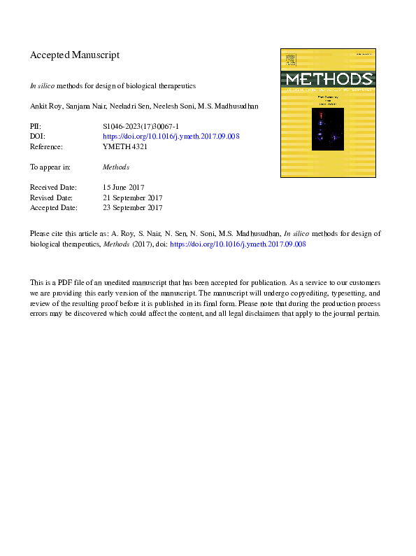 (PDF) In silico methods for design of biological therapeutics