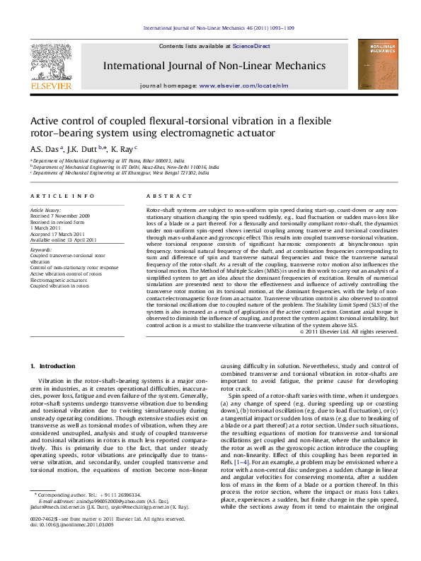 (PDF) Active control of coupled flexural-torsional vibration in a ...