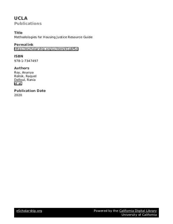 (PDF) Methodologies for Housing Justice Resource Guide Raquel Rolnik Academia.edu