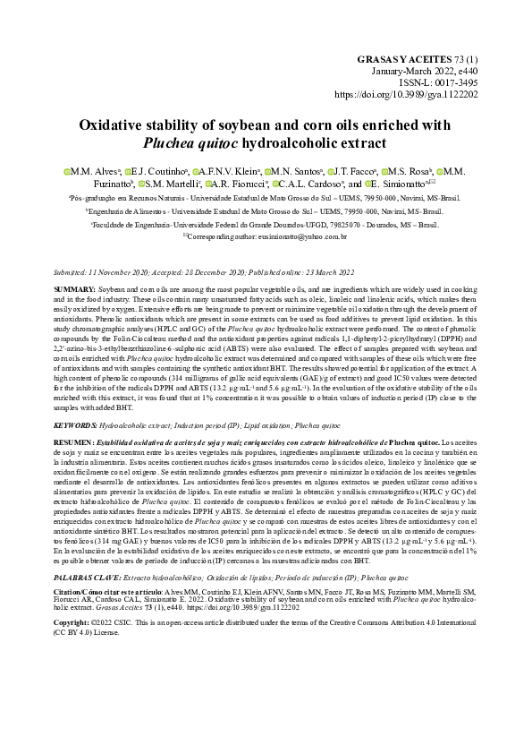 (PDF) Oxidative stability of soybean and corn oils enriched with ...
