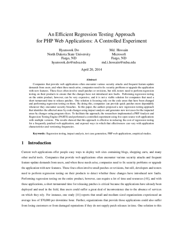 (PDF) An efficient regression testing approach for PHP web applications ...