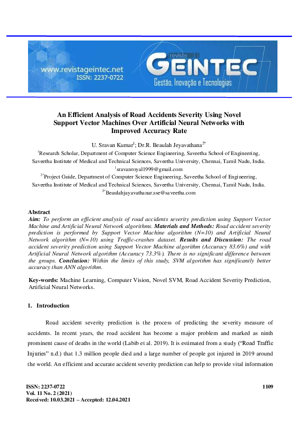 (PDF) An Efficient Analysis of Road Accidents Severity Using Novel ...