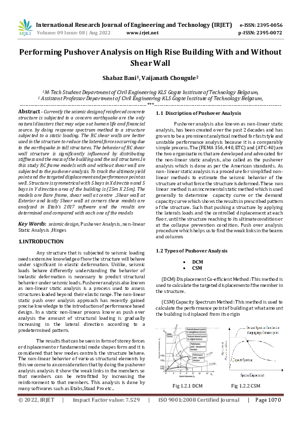 (PDF) Performing Pushover Analysis on High Rise Building With and ...