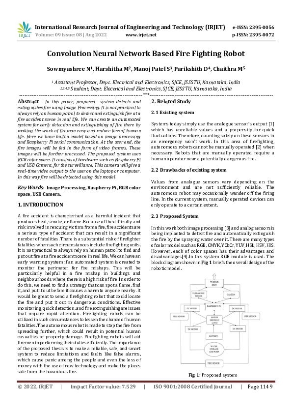 (PDF) Convolution Neural Network Based Fire Fighting Robot