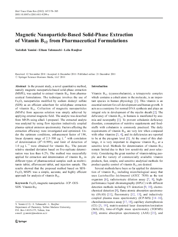 (PDF) NanoparticleBased SolidPhase Extraction of Vitamin B12
