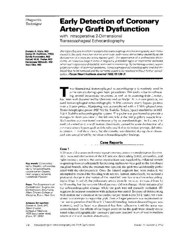 (PDF) Early detection of coronary artery graft dysfunction with ...