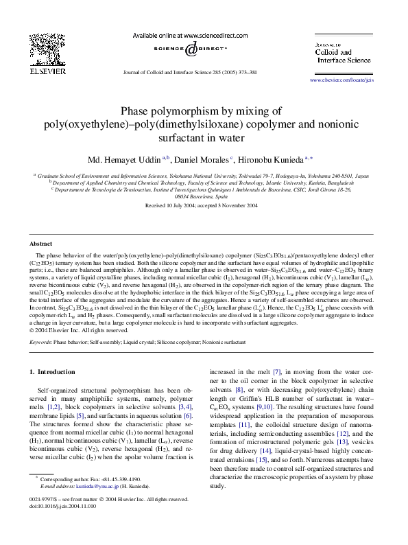 (PDF) Phase polymorphism by mixing of poly(oxyethylene)–poly ...