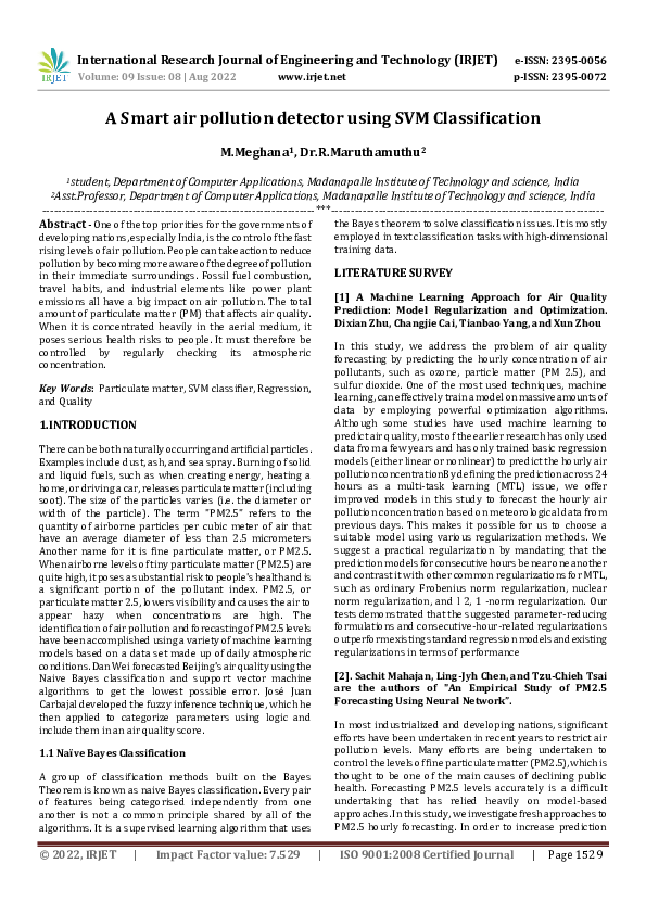 (PDF) A Smart air pollution detector using SVM Classification