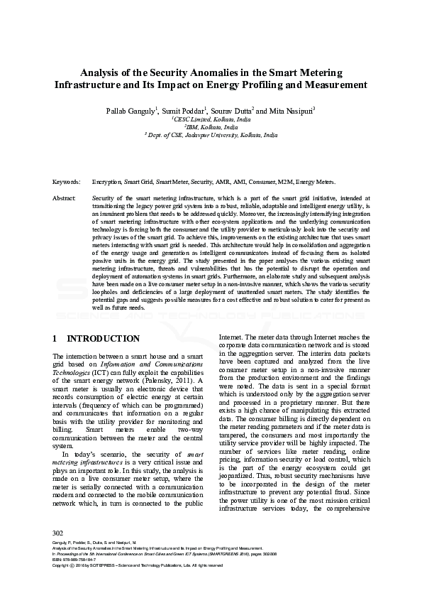 (PDF) Analysis of the Security Anomalies in the Smart Metering ...
