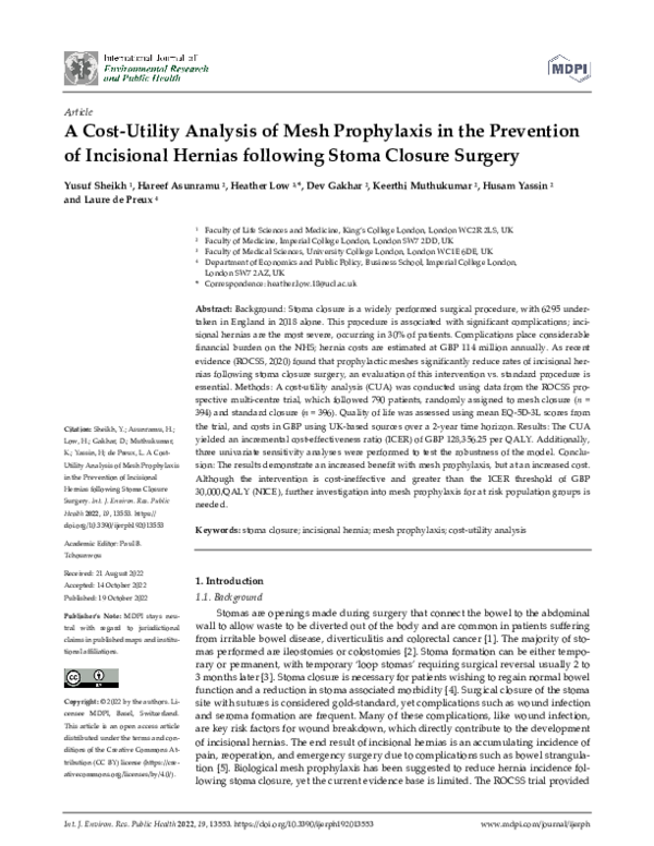 (PDF) A Cost-Utility Analysis of Mesh Prophylaxis in the Prevention of ...