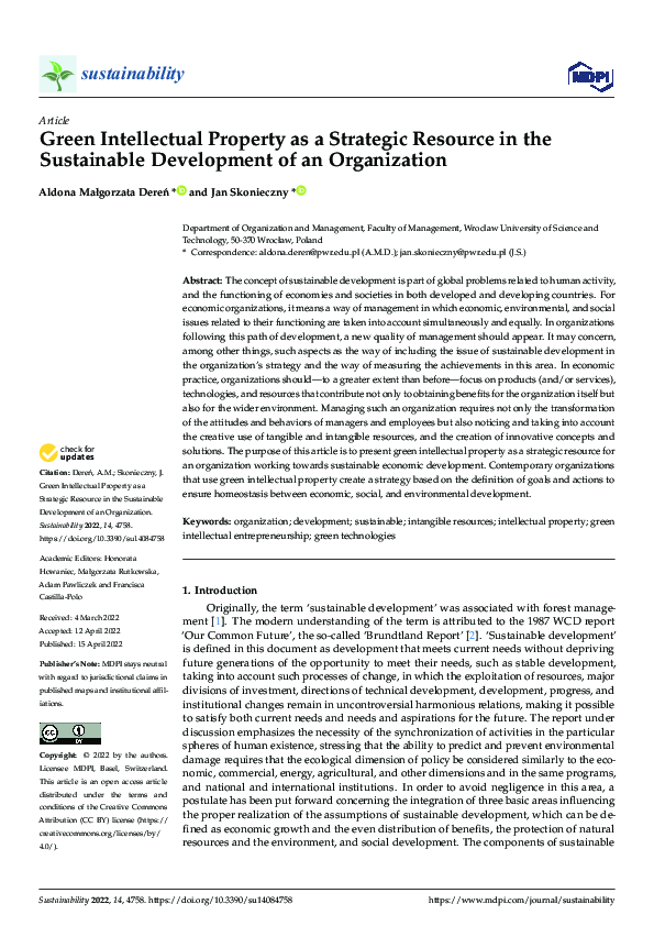 (PDF) Green Intellectual Property as a Strategic Resource in the ...