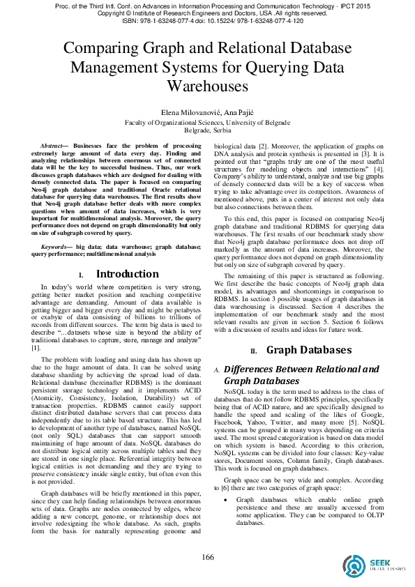 (PDF) Comparing Graph and Relational Database Management Systems for ...
